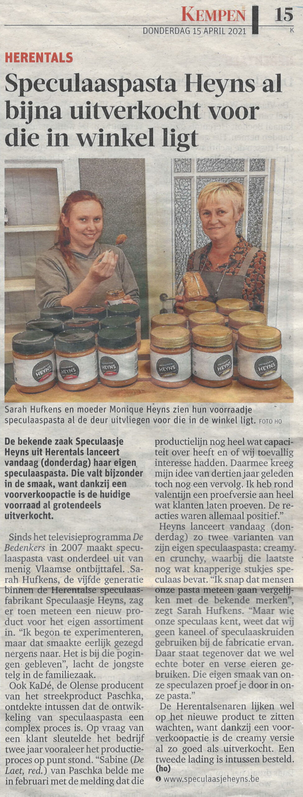 Speculaaspasta Heyns al bijna uitverkocht voor die in winkel ligt - Krantenartikel - GVA