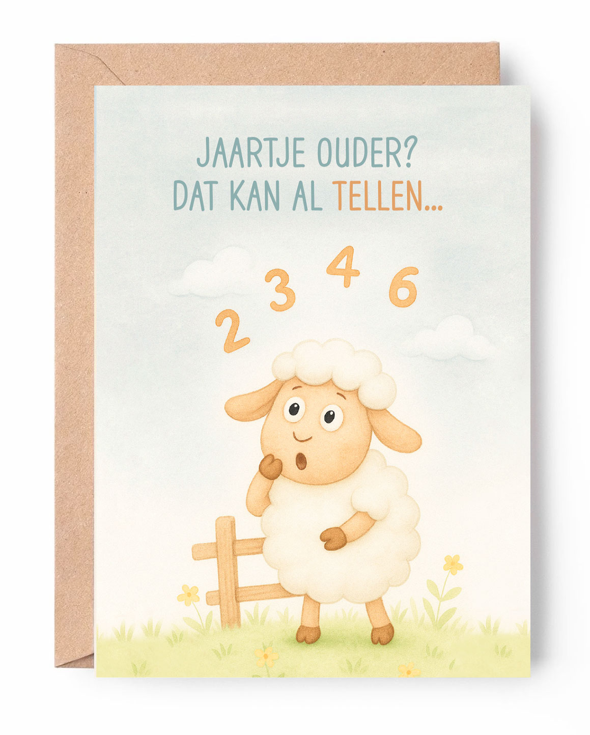 Wenskaart - Schaapje - Dat kan al tellen